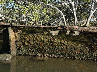 closeup of side of SS Heroic