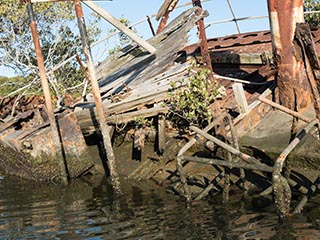 remains of wheelhouse of SS Heroic