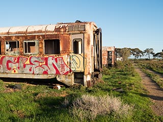 abandoned railway carriages, Port Pirie, South Australia