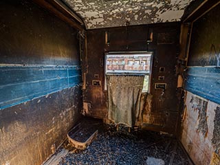 compartment in abandoned railway carriage