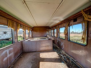 interior of abandoned lounge car