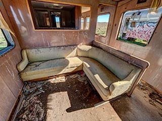 interior of abandoned lounge car