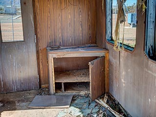 interior of abandoned lounge car