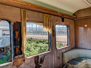 interior of abandoned lounge car