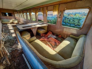 interior of abandoned lounge car