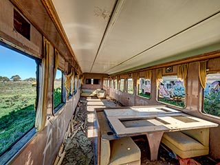 interior of abandoned lounge car