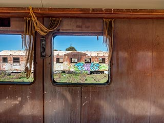 interior of abandoned lounge car