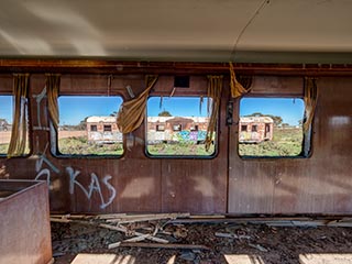 interior of abandoned lounge car