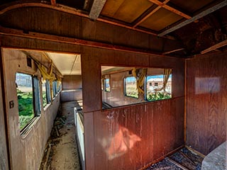 interior of abandoned lounge car