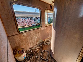 interior of abandoned lounge car