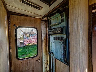 interior of abandoned lounge car