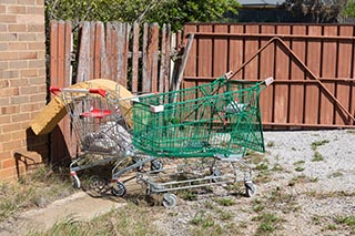 Shopping trolley outside St. John's Orphanage