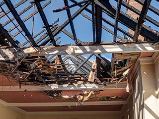 Fire damaged upstairs room in St. John's Orphanage