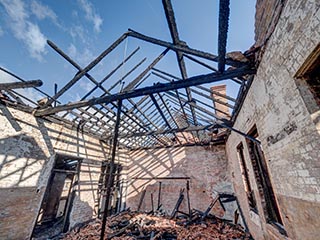 Burnt-out room in St. John's Orphanage