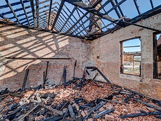 Burnt-out room in St. John's Orphanage