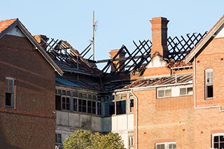 Fire damaged ruins of St. John's Orphanage