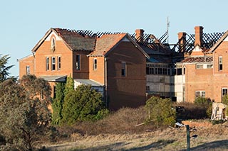 Fire damaged ruins of St. John's Orphanage