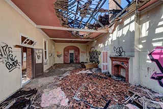 Fire damaged upstairs room in St. John's Orphanage