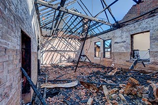 Burnt-out room in St. John's Orphanage