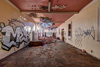 Fire damaged upstairs room in St. John's Orphanage