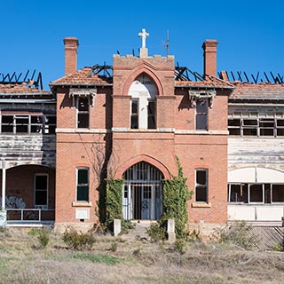 Fire damaged ruins of St. John's Orphanage