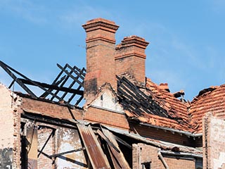 Fire damaged roof of St. John's Orphanage