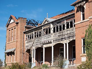 Fire damaged roof of St. John's Orphanage