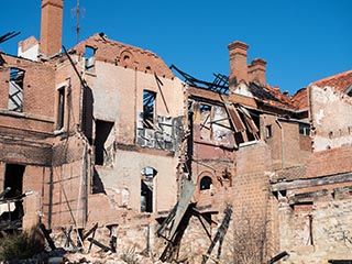 Partially collapsed ruins of St. John's Orphanage