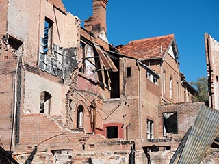 Partially collapsed ruins of St. John's Orphanage