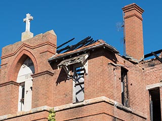 Fire damaged ruins of St. John's Orphanage