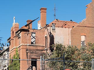 Partially collapsed ruins of St. John's Orphanage