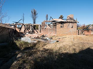 Burnt-out rear building at St. John's Orphanage