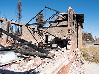 Burnt-out rear building at St. John's Orphanage