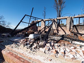 Burnt-out rear building at St. John's Orphanage