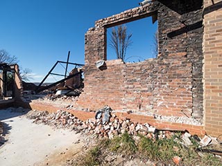 Burnt-out rear building at St. John's Orphanage