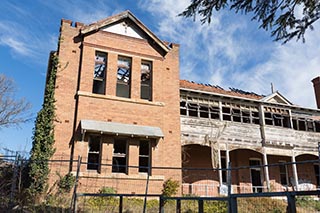 Fire damaged roof of St. John's Orphanage