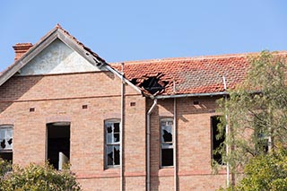 Fire damaged roof of St. John's Orphanage