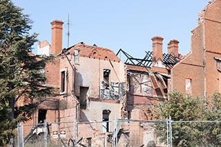 Fire damaged ruins of St. John's Orphanage