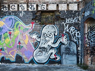 Graffiti in Abandoned Tooth & Co Maltings, Mittagong