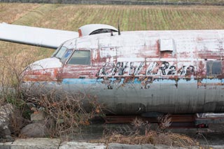 Convair 240 airliner in a junkyard in Mie Prefecture, Japan