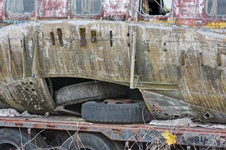 Convair 240 airliner in a junkyard in Mie Prefecture, Japan