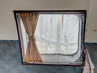 Curtained window of Convair 240