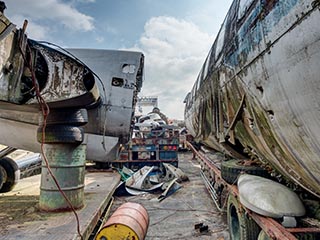 Convair 240 airliner in a junkyard in Mie Prefecture, Japan