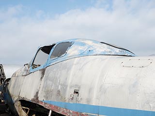 Ryan Navion aircraft in a junkyard in Mie Prefecture, Japan