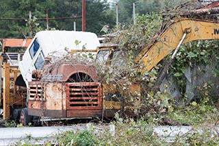 Truck and disused excavator, Tochigi Prefecture, Japan