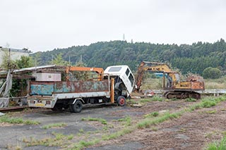 Truck and disused excavator, Tochigi Prefecture, Japan