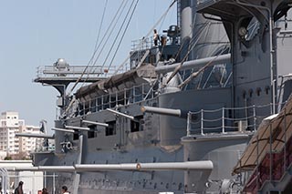 6 inch and anti-torpedo boat guns on Battleship Mikasa