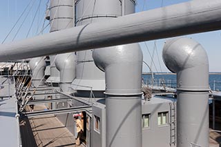 Ventilators and Funnels of Battleship Mikasa