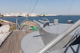 Forward deck and 12 inch turret of Battleship Mikasa