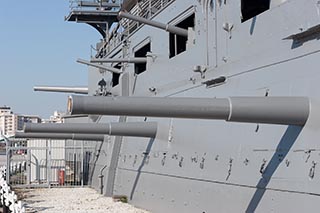 6 inch and anti-torpedo boat guns on Battleship Mikasa